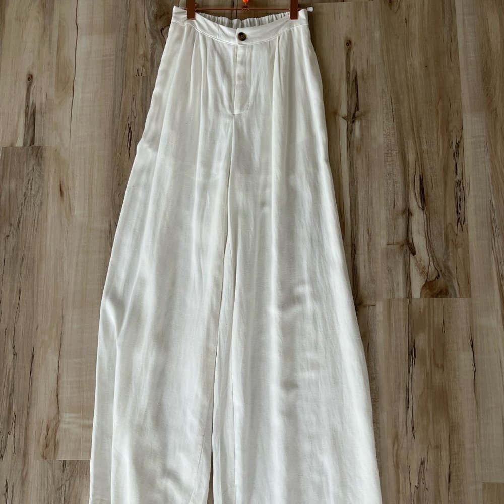 White Flowy Wide Legged Pant